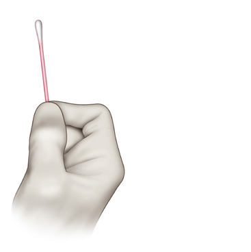 Hold vattpinnen mellom tommel og pekefinger over den sorte streken